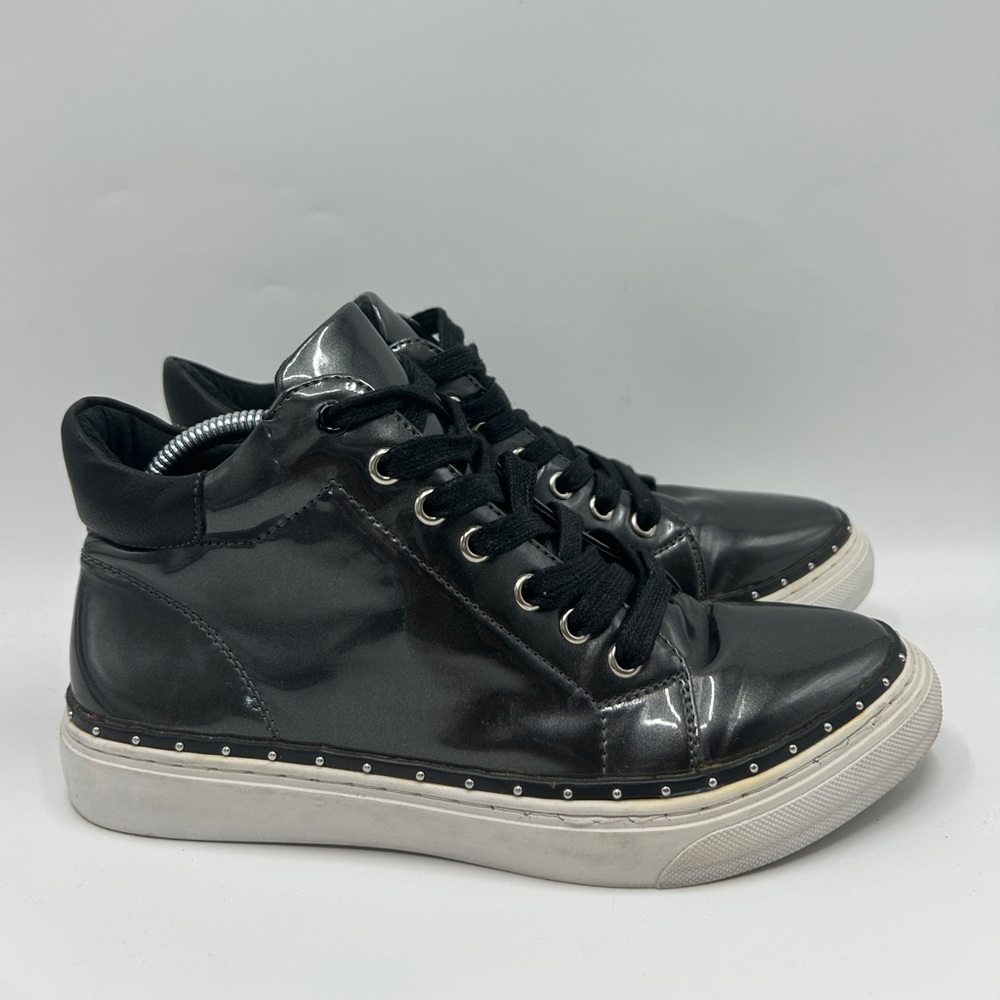 Sixty Seven Black Patent Leather High-Top Women's Sneakers Size 37 US 7